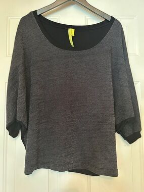 Green Dragon Oversized Knit Top L Gray Black NWOT Dolman Sleeve Casual Relaxed